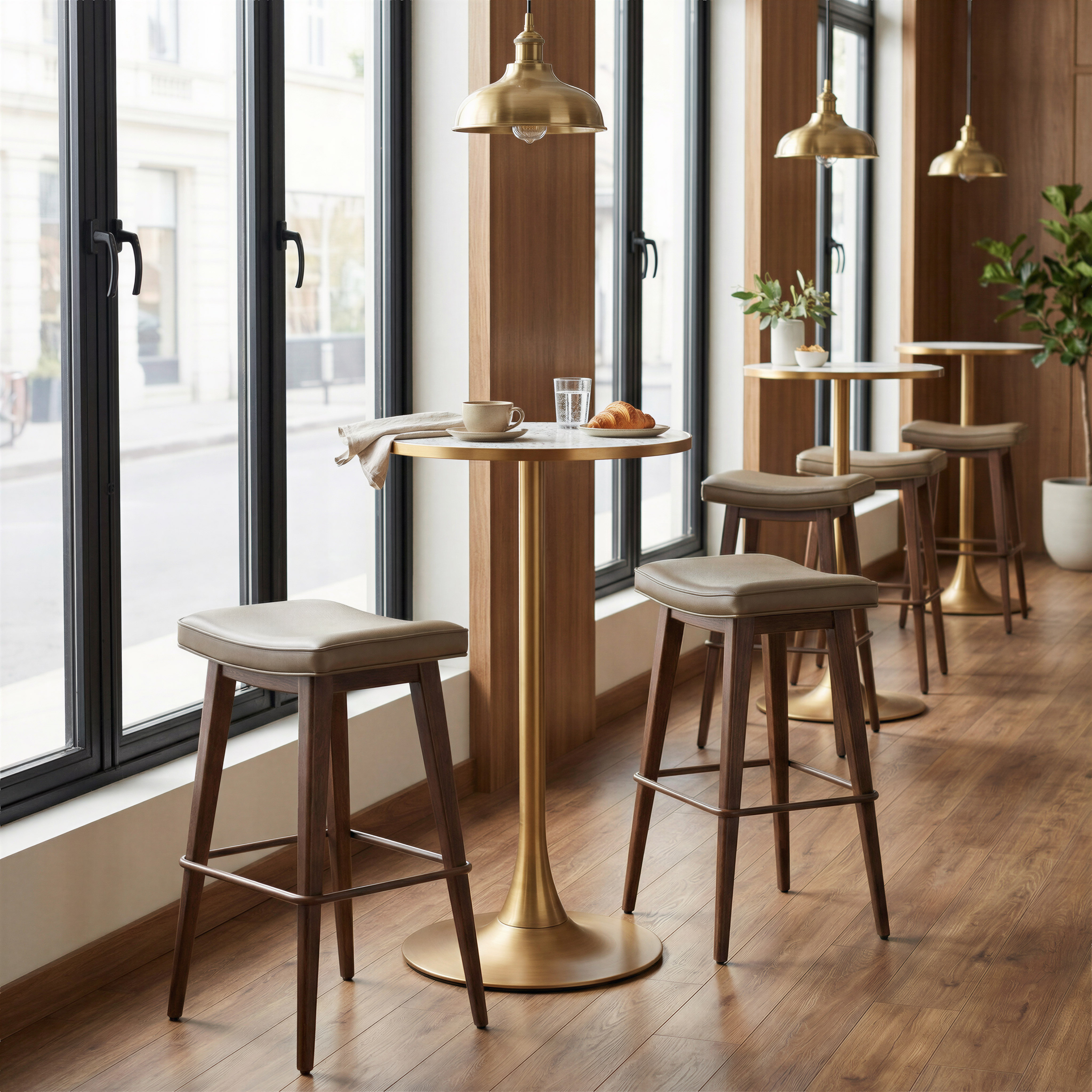 Divat Barstool (Set of 2) Taupe & Walnut product image