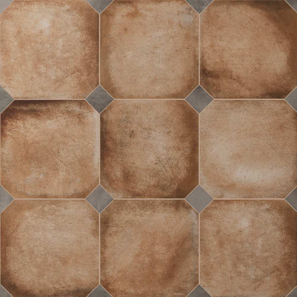 Laverton Octagon Natural with Taco Grafito 7-7/8 in. x 7-7/8 in. Porcelain Floor and Wall Tile