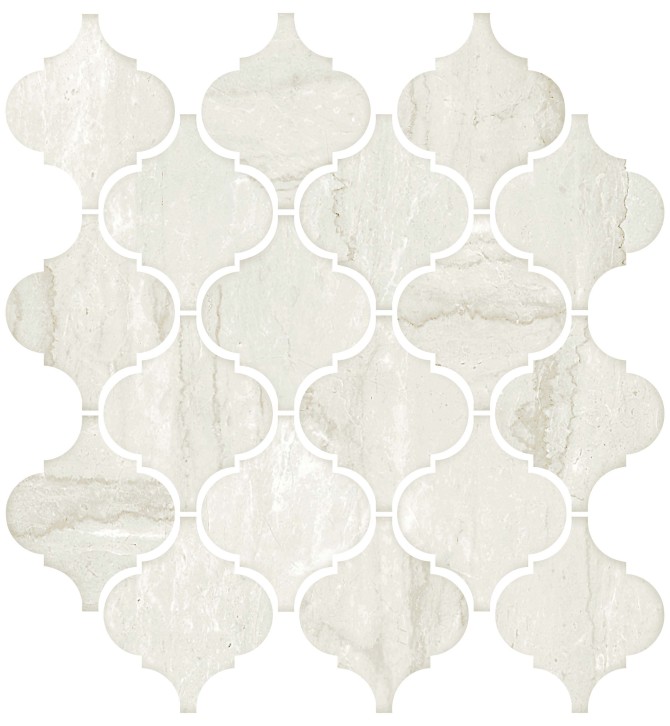 Mythique Marble Botticino 11×12 Arabesque Mosaic Matte