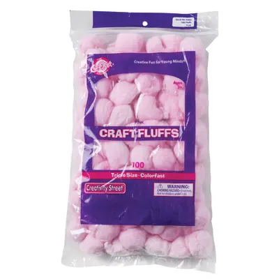 Creativity Street  Triple Size Craft Fluffs, Pink,  Approx. 1", 100 Pieces