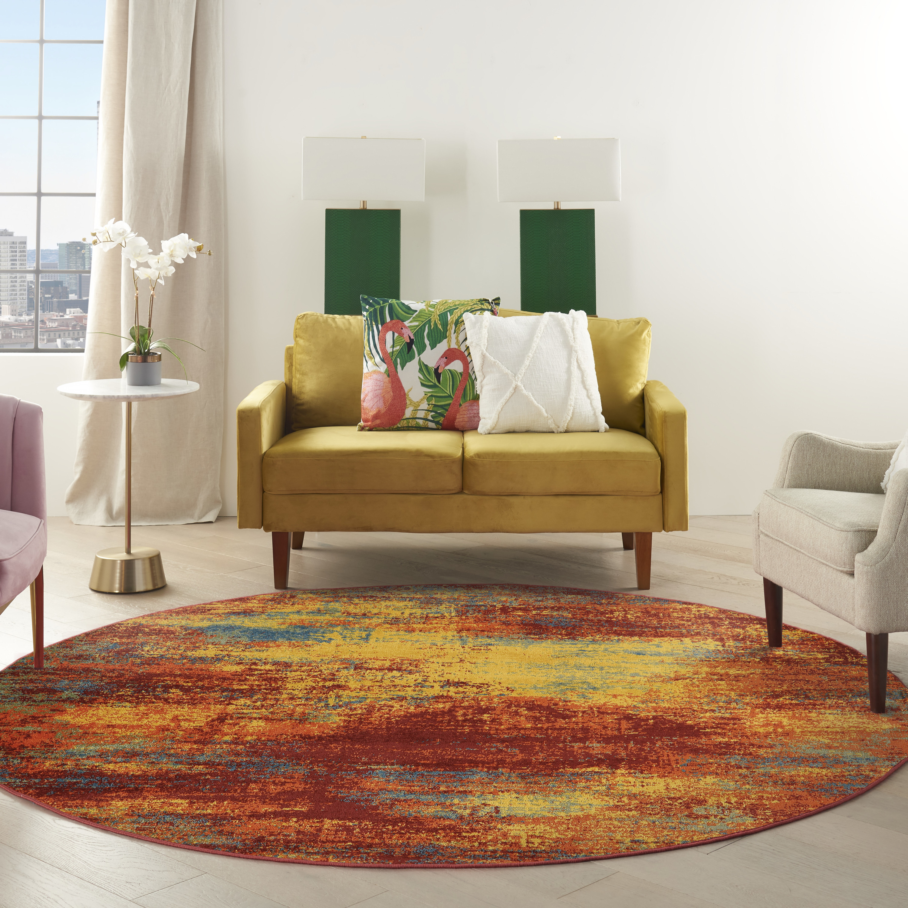 Nourison Nourison Essentials 8' x Round Flame Modern Rug