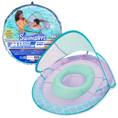 Swimways Sun Canopy Inflatable Baby Spring Float for Kids 9-24 Months, Mermaid Design