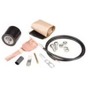 Grounding Kit, Copper, 6 ga, 2-Hole Lug, 3/8 in. Thread, 60 in. L Conductor, Black