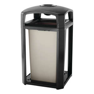 Rubbermaid Commercial, Landmark Series®, 50 gal, Resin, Black, Square, Receptacle