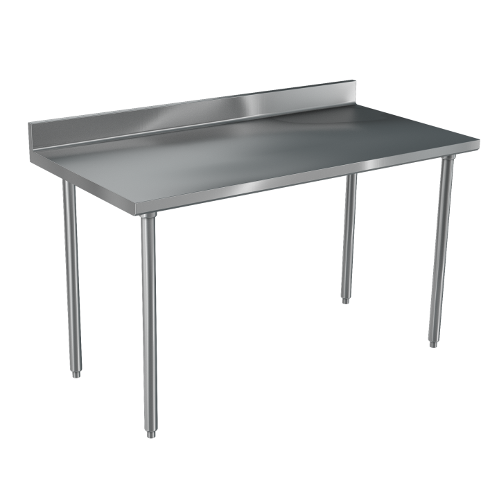 132- x 30-inch 4-Series Back of House Open Base 14-Gauge Stainless Steel Work Table with Backsplash