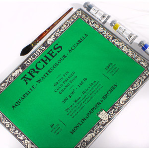Aquarelle Watercolor Paper Block, Cold Press, Natural White, 140 lb (300 gsm), 20 Sheet, 10x14 in, 1 Count