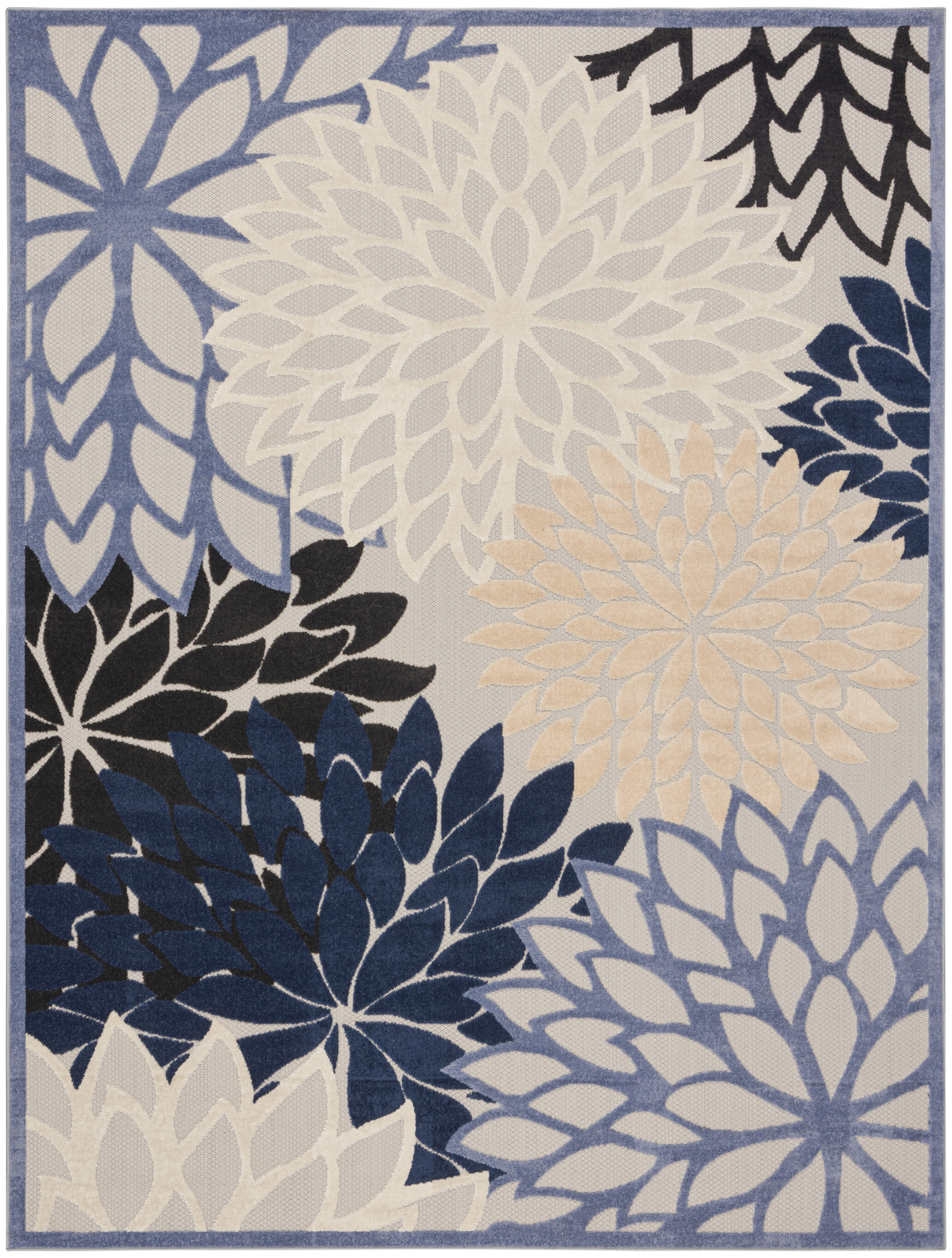 Nourison Aloha 7'10" x 10'6" Blue Multicolor Tropical Rug