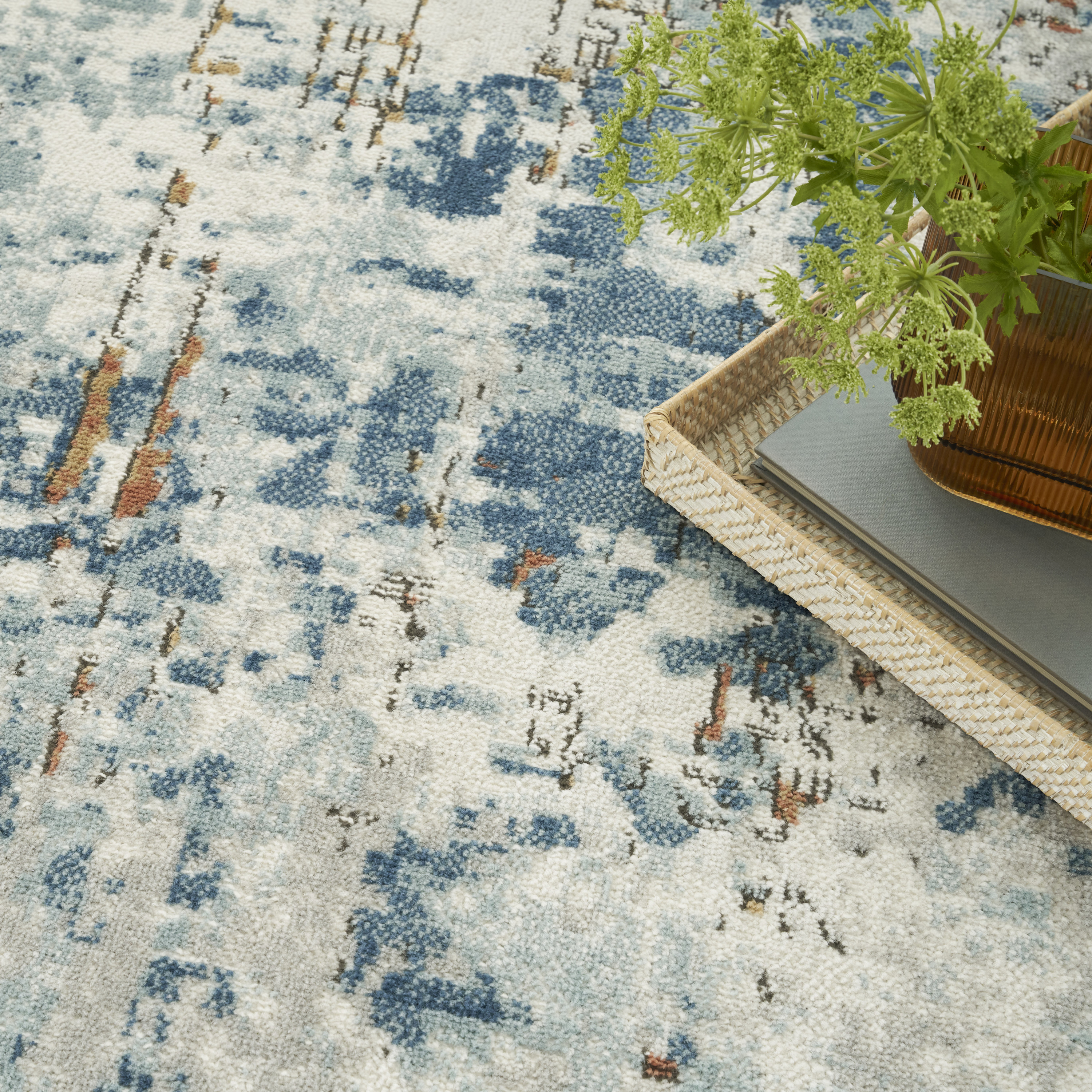Nourison Quarry 7'10" x 9'10" Beige Blue Rust Modern Indoor Rug