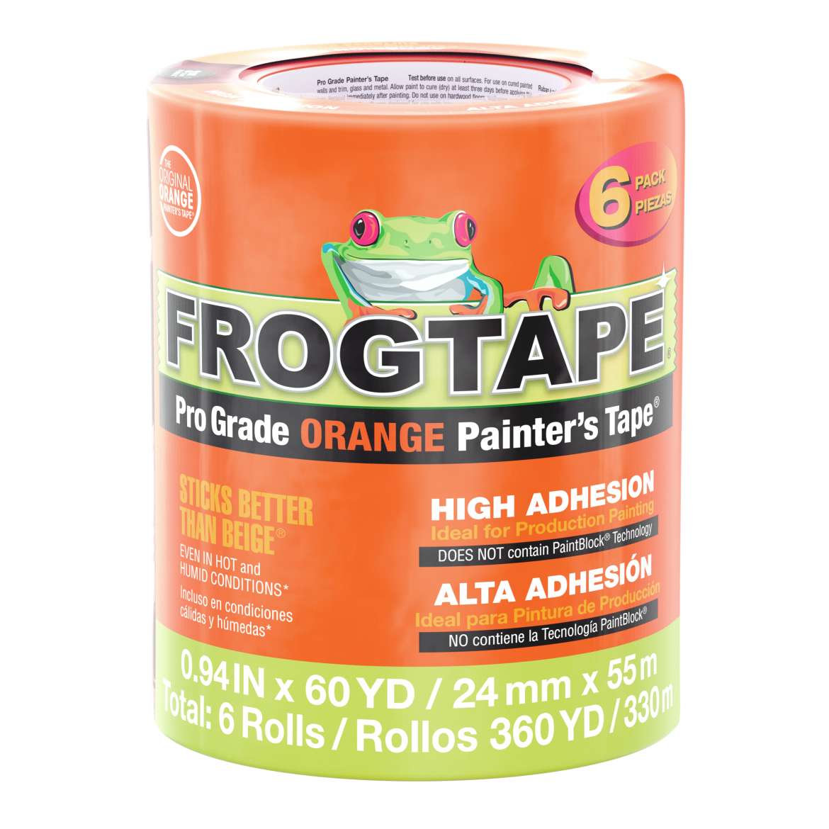 FrogTape® Pro Grade Orange™ - Orange, 6 pk, .94 in. x 60 yd.