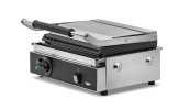 120-volt single panini sandwich grill with cast-iron grooved plates and NEMA 5-15P Plug