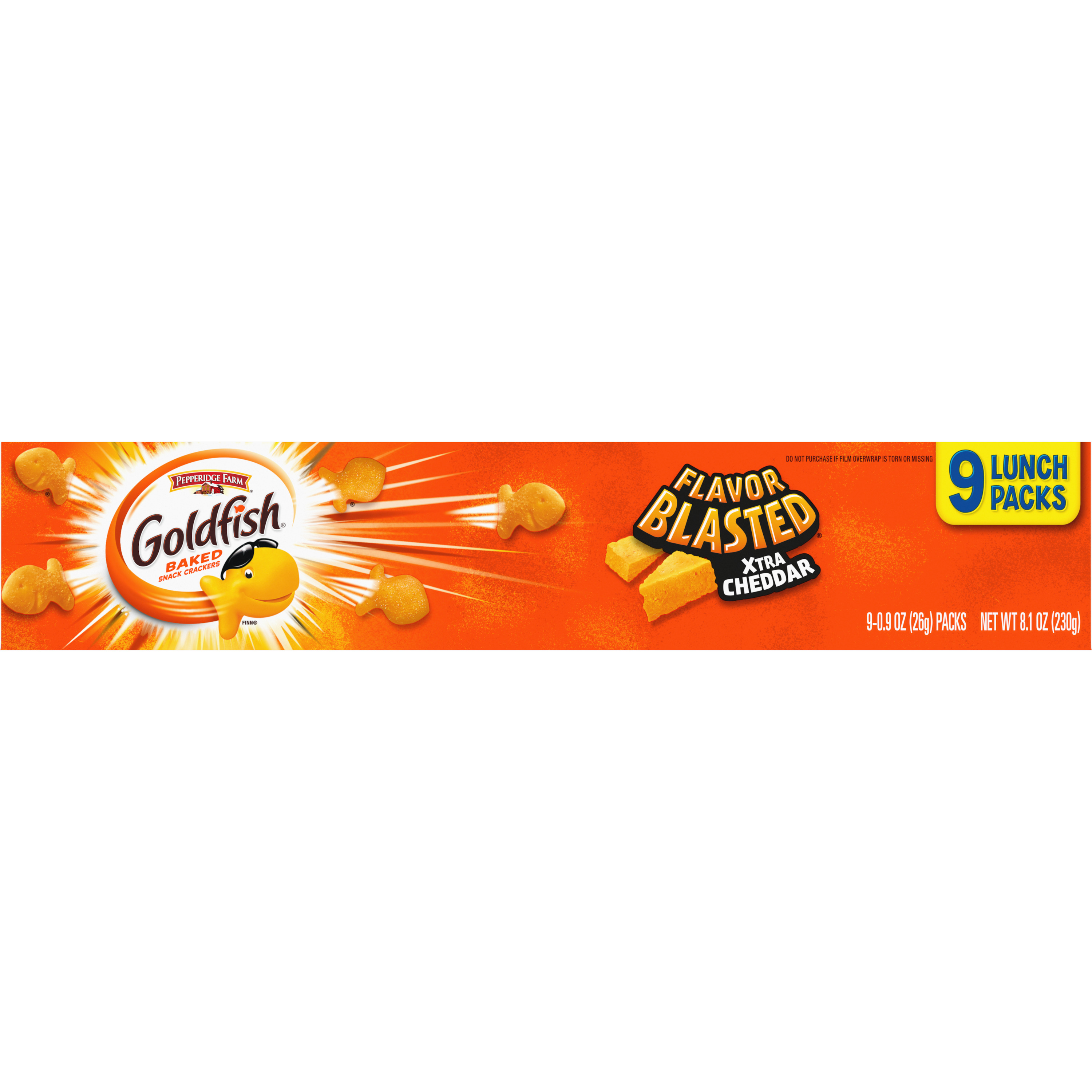 Goldfish® Xtra Cheddar, 9 count box, 0.9 oz, bag - Back Image
