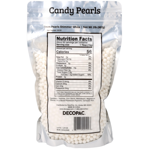 White Candy Pearls 7mm - Red 3 Free Sugar Candy Decorations