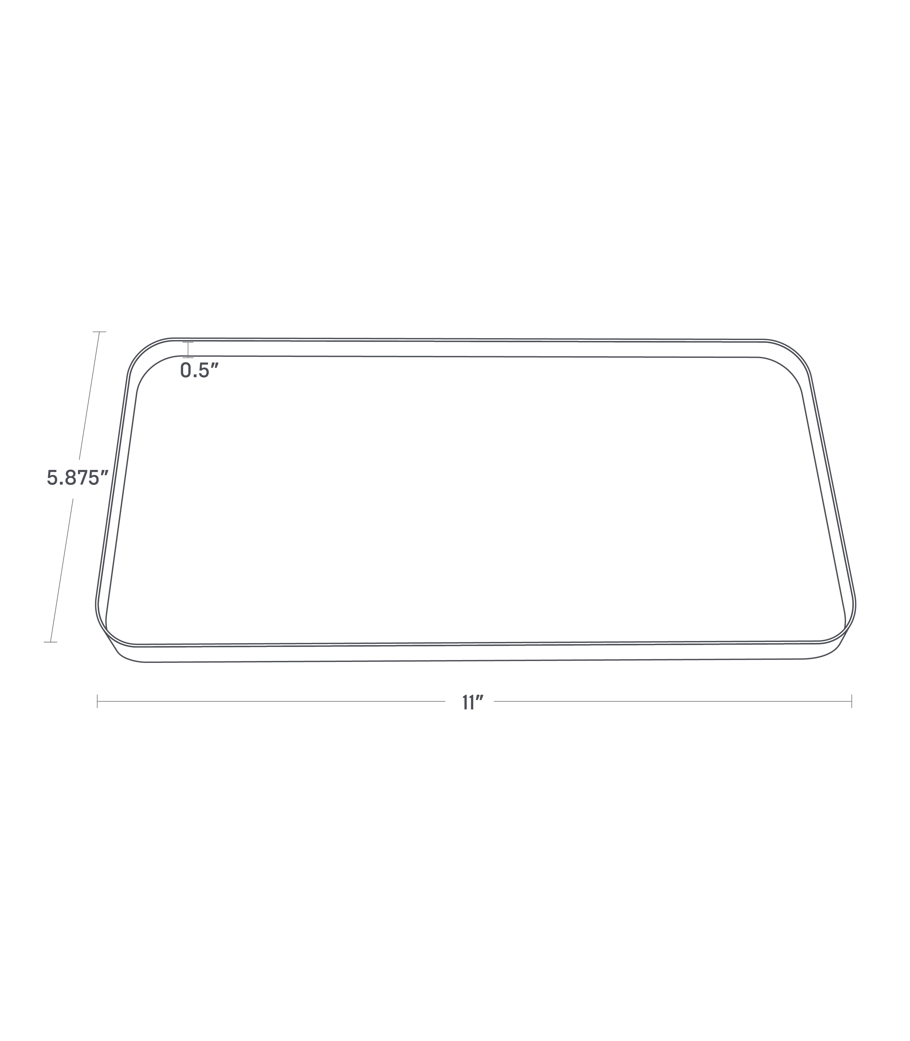 RIN Replacement Liner Ring. 11 inches long, 5.875 inches wide, 0.5 inches tall.