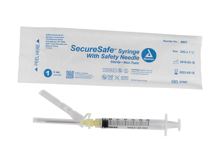 SecureSafe™ Syringe with Safety Needle - 3cc - 20G 1 1/2