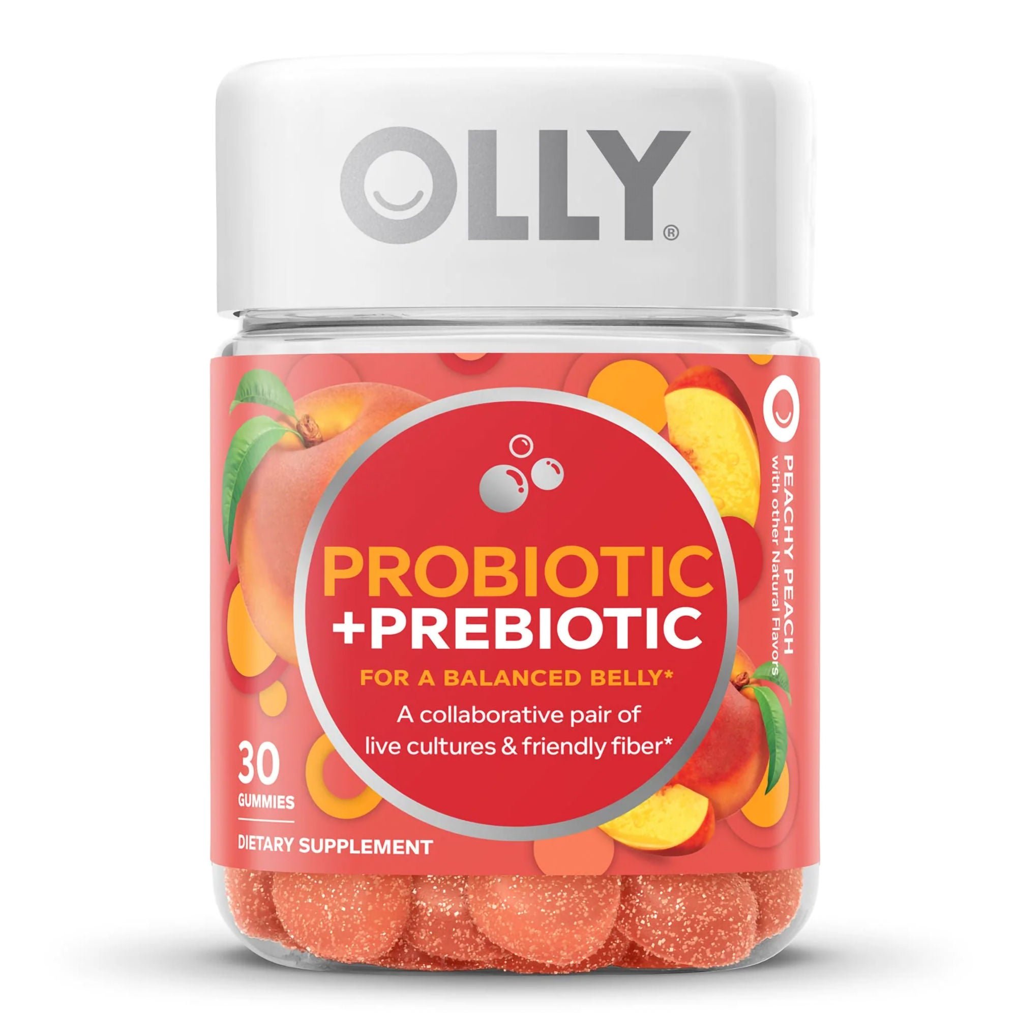 Olly's® Probiotic + Prebiotic for a Balanced Belly, Peach-Flavor Gummies