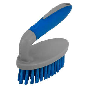 Impact, Iron Handle Scrub Brush with Comfort Grip, 6in, Polyethylene, Gray/Blue