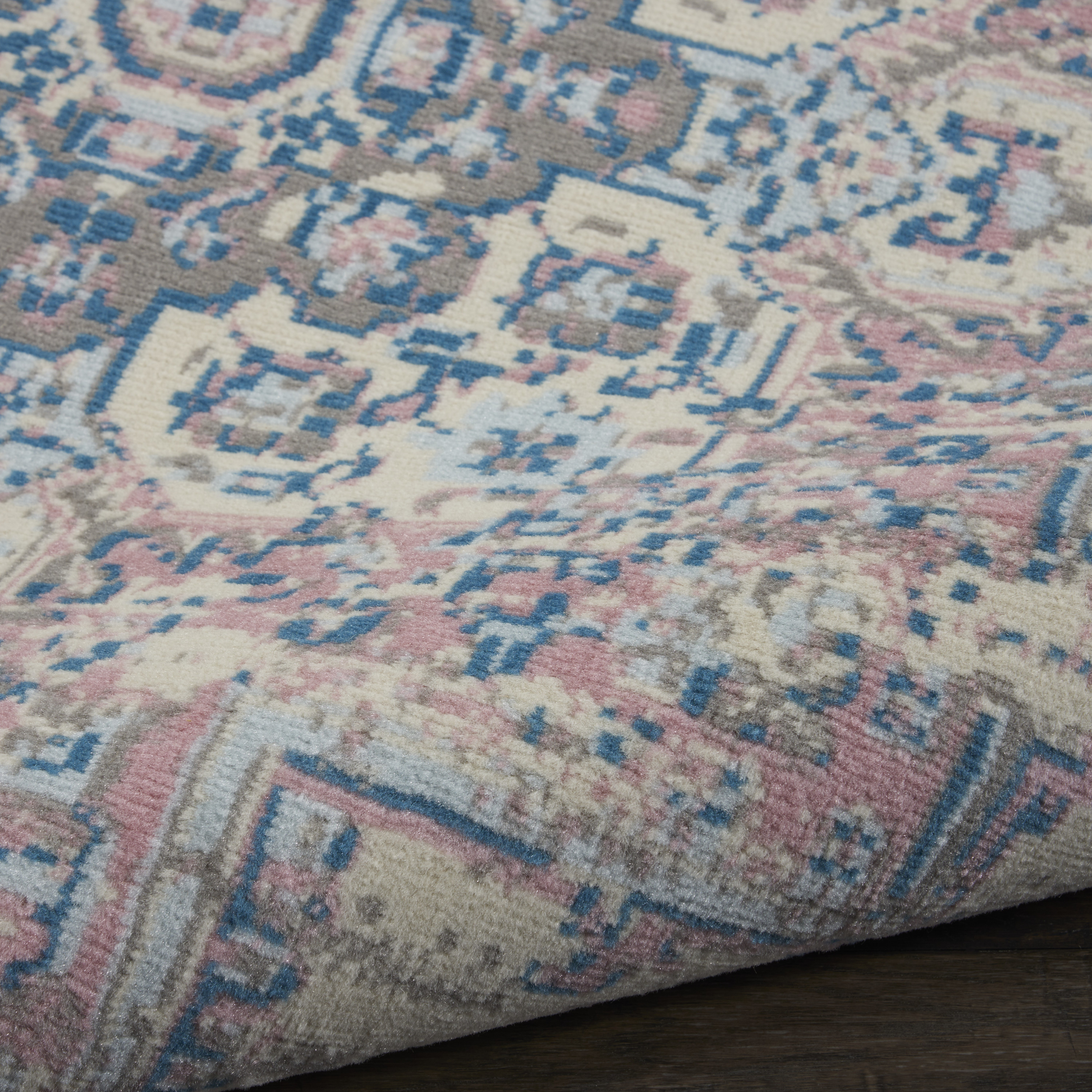 Nourison Grafix 8' x Round Ivory Pink Vintage Indoor Rug