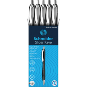 Slider Rave XB Retractable Ballpoint Pens, White-Black Barrel/Blue Ink, Box of 5
