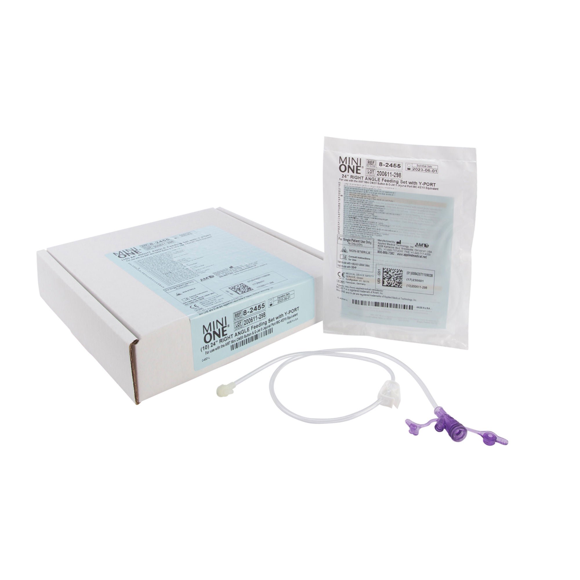 Mini ONE Right Angle Connector with Y-Port, 24 Inch, Purple