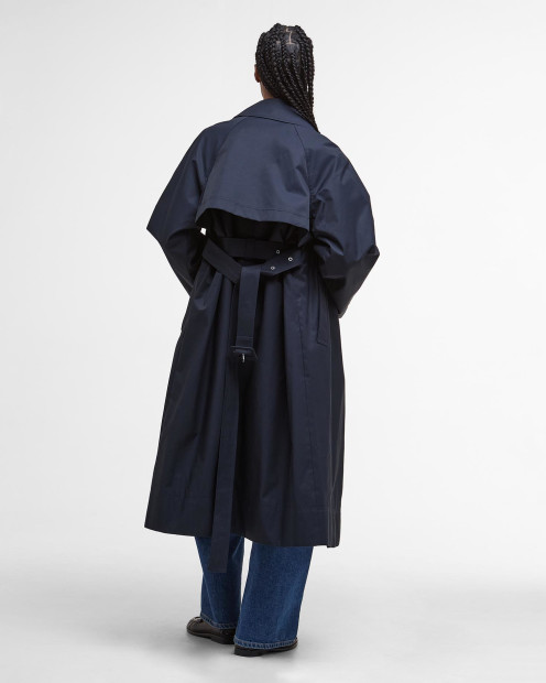 Robyn Showerproof Trench Coat Dark Navy/Hessian Tartan