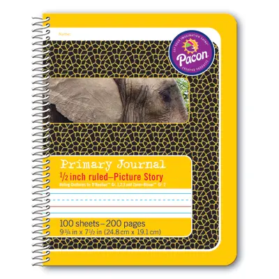 Pacon  Primary Composition Book, Spiral Bound, D'Nealian Grades 1-3 / Zaner-Bloser Grade 2, 1/2 in x 1/4 in x 1/4 in picture story ruled 9-3/4