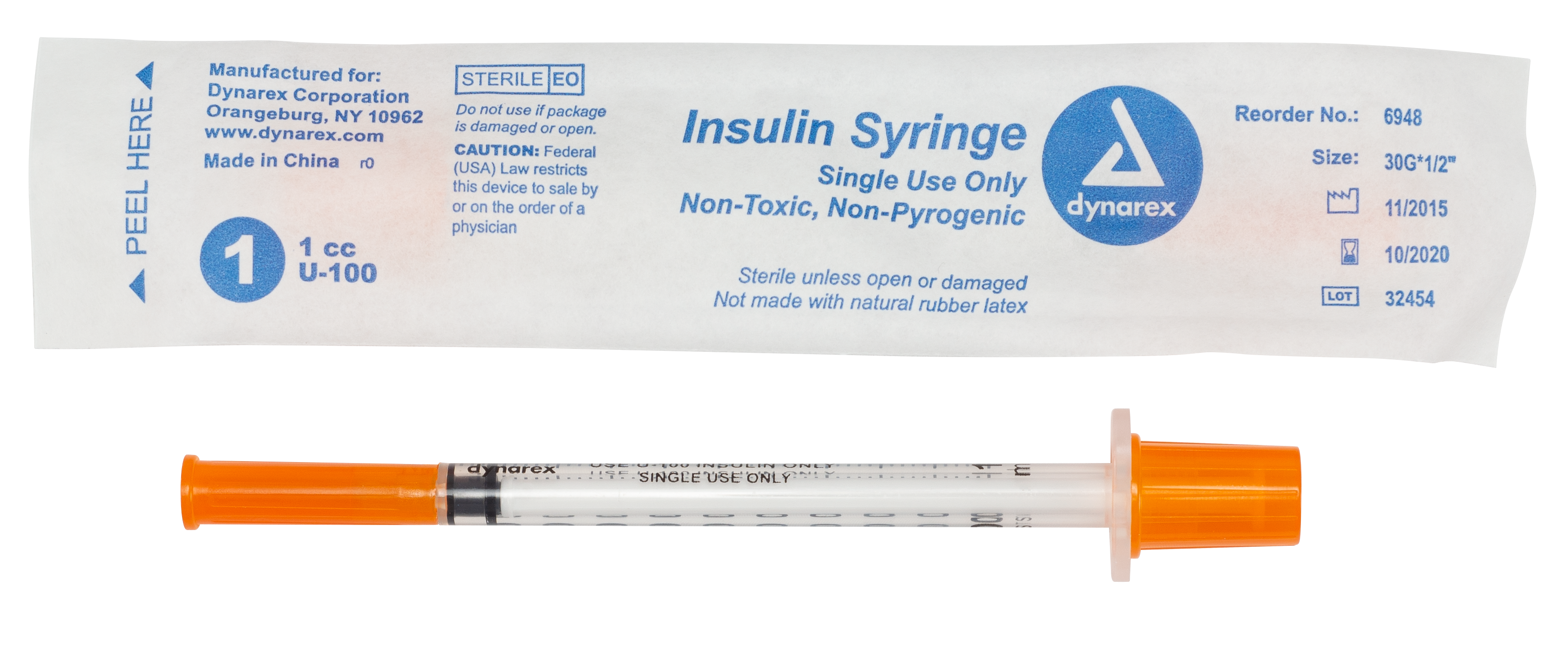 Insulin Syringe N/S - Individual Wrapped - 1cc - 30G, 1/2