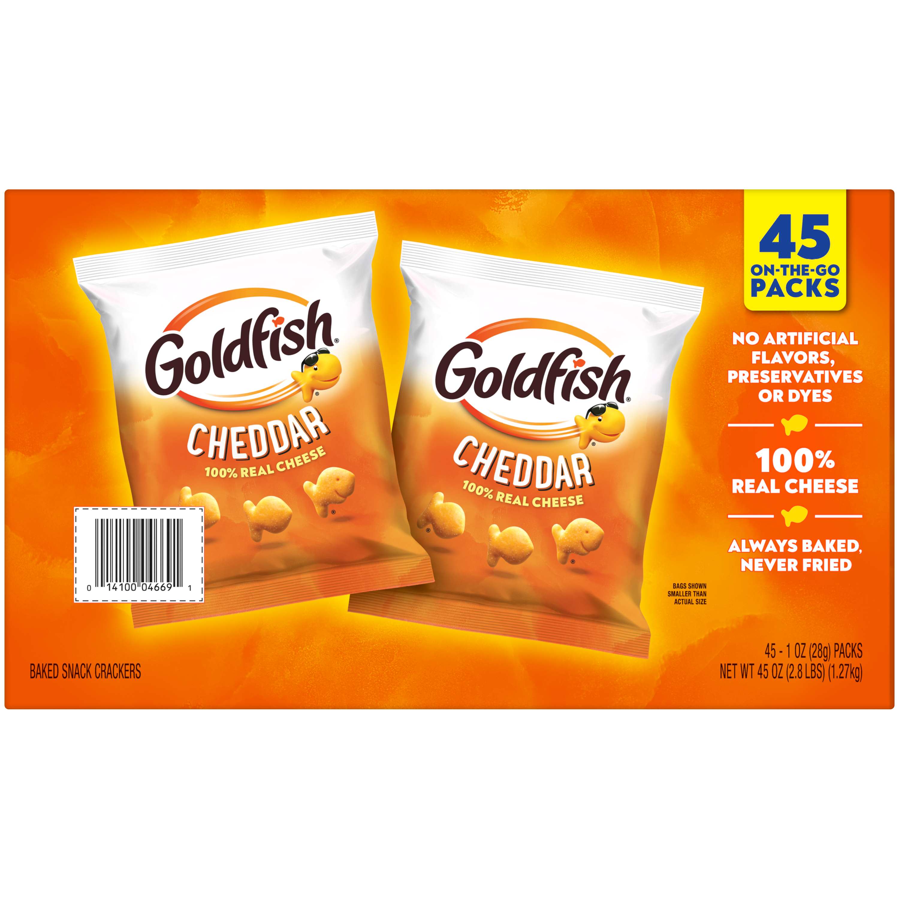 Goldfish® Cheddar Crackers, 45 count box, 1 oz, bag - Back Image