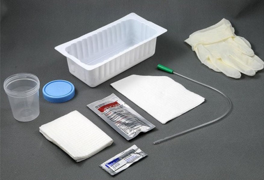 AMSure® Intermittent PVC Catheter Tray, 14 Fr, PVP Swabstick