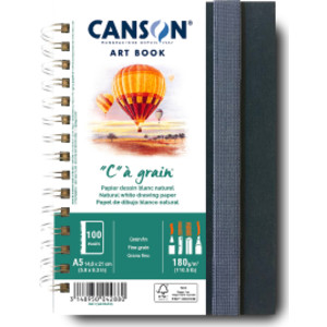 Artist Series C à Grain Drawing Art Book, Fabric Cover, Side Wire Binding, 100 Sheet, 5.8x8.3 inch, 1 Count