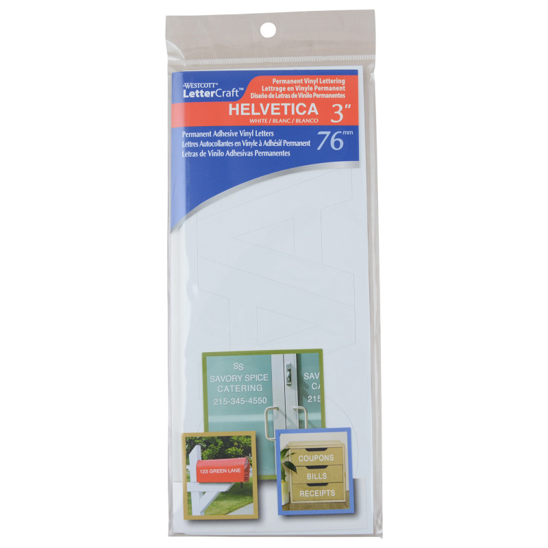 LetterCraft Permanent Vinyl Lettering, Helvetica, 3-Inch, White