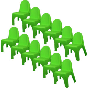 Kid's Stacking Chairs, Brite Green, Pack of 12