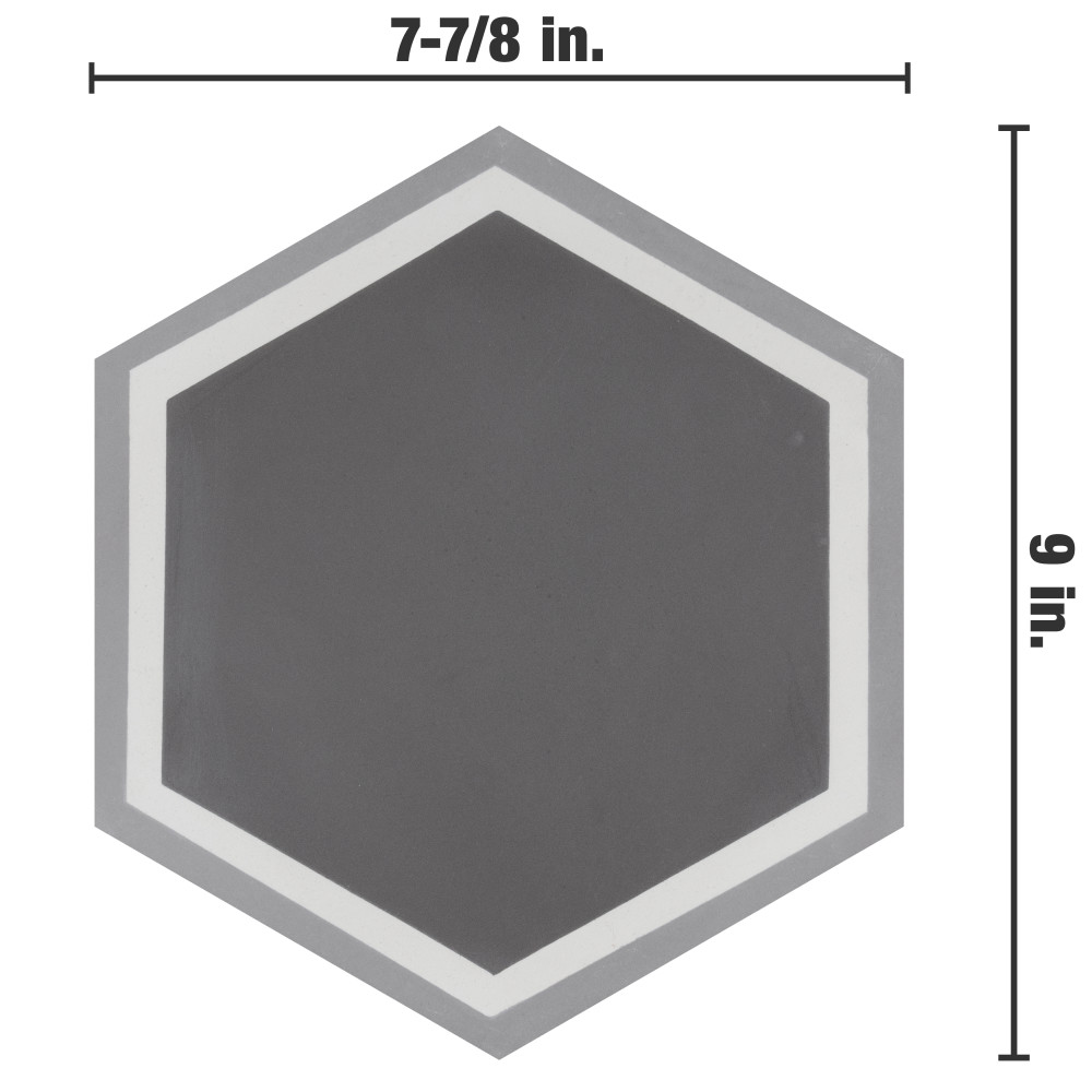 Cemento Hex Holland Strait 7-7/8 in. x 9 in. Cement Floor and Wall Tile ...