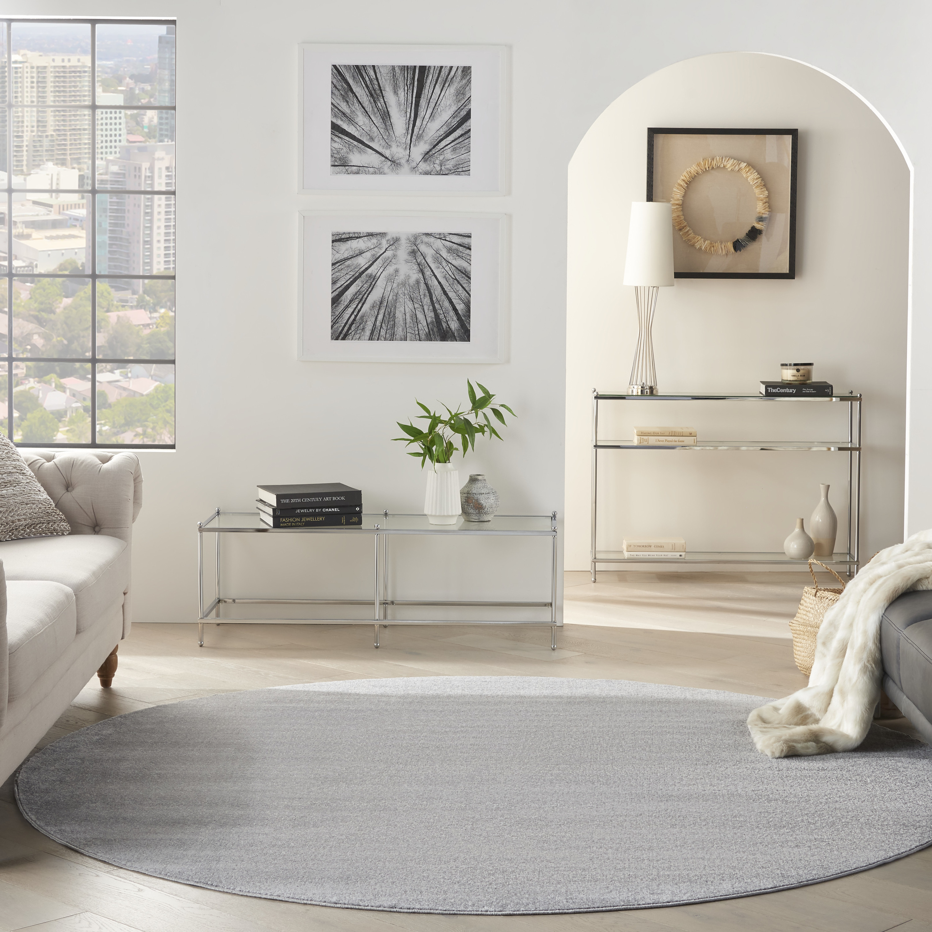 Nourison Nourison Essentials 8' x Round Silver Grey Outdoor Rug