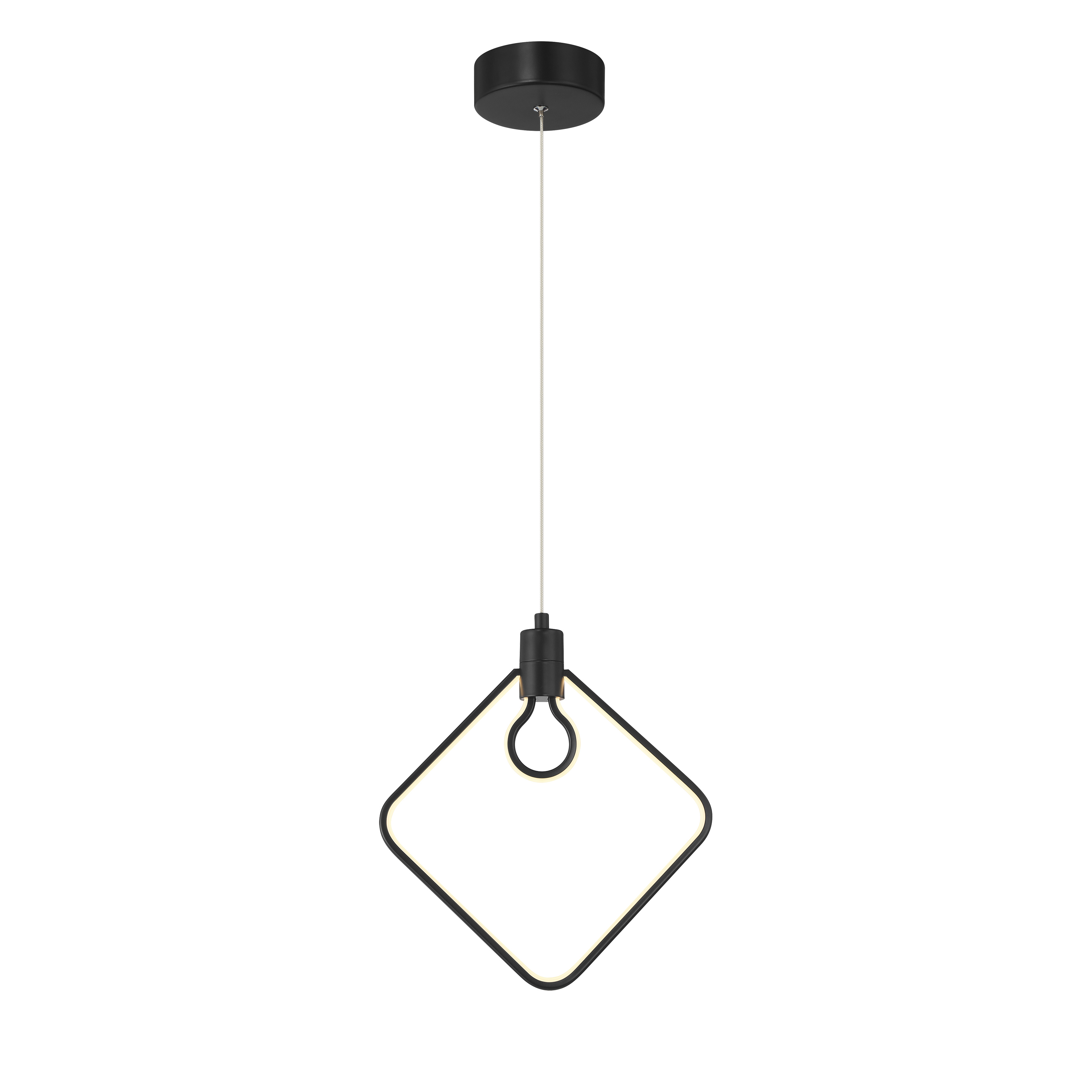 The Edison's Outline pendant combines industrial aesthetics with modern LED efficiency. Its frosted silicone sleeve creates soft, diffused light while the coal black finish adds contemporary edge to any space. - alternate view