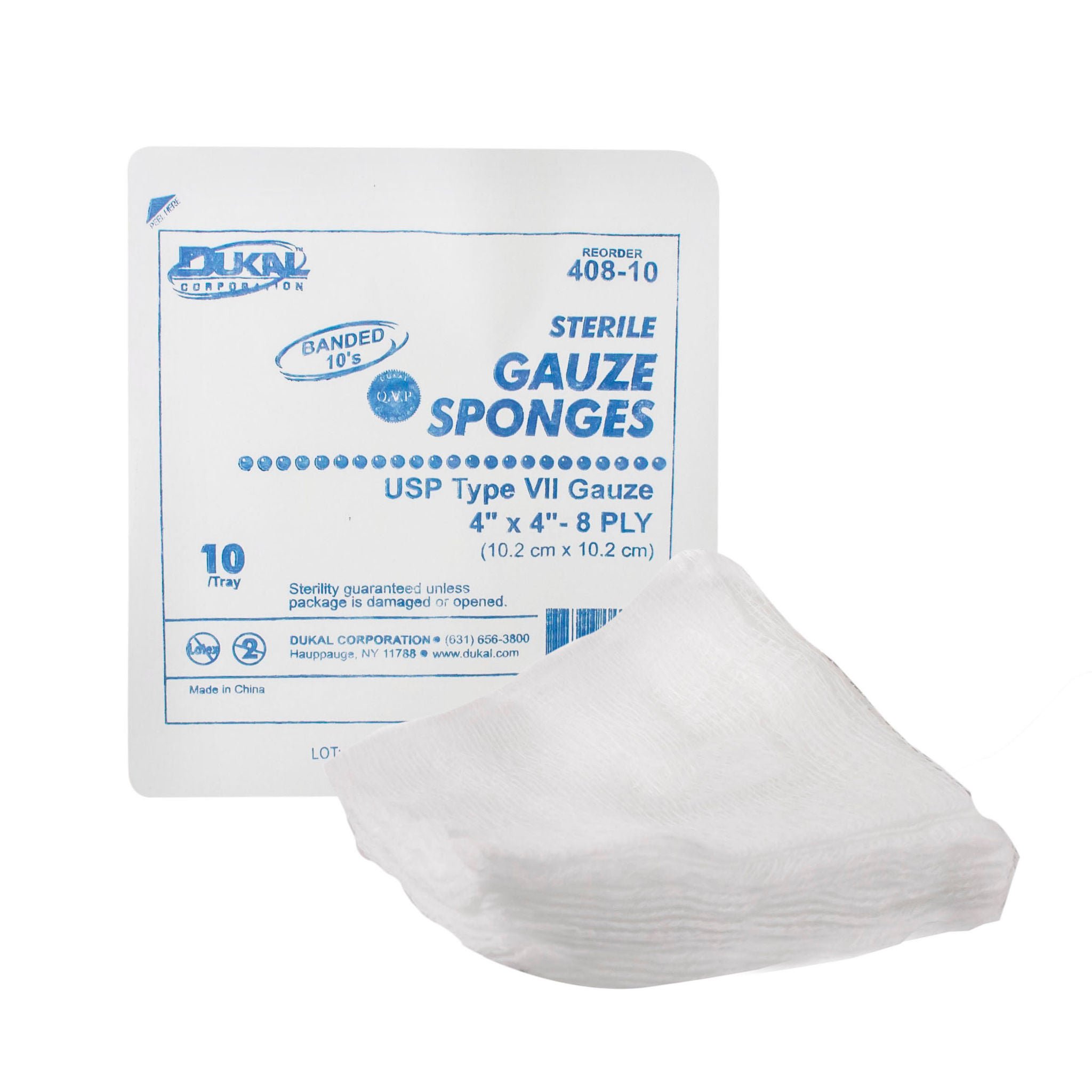 Dukal™ Sterile USP Type VII Gauze Sponge, 4 x 4 Inch, 8-Ply