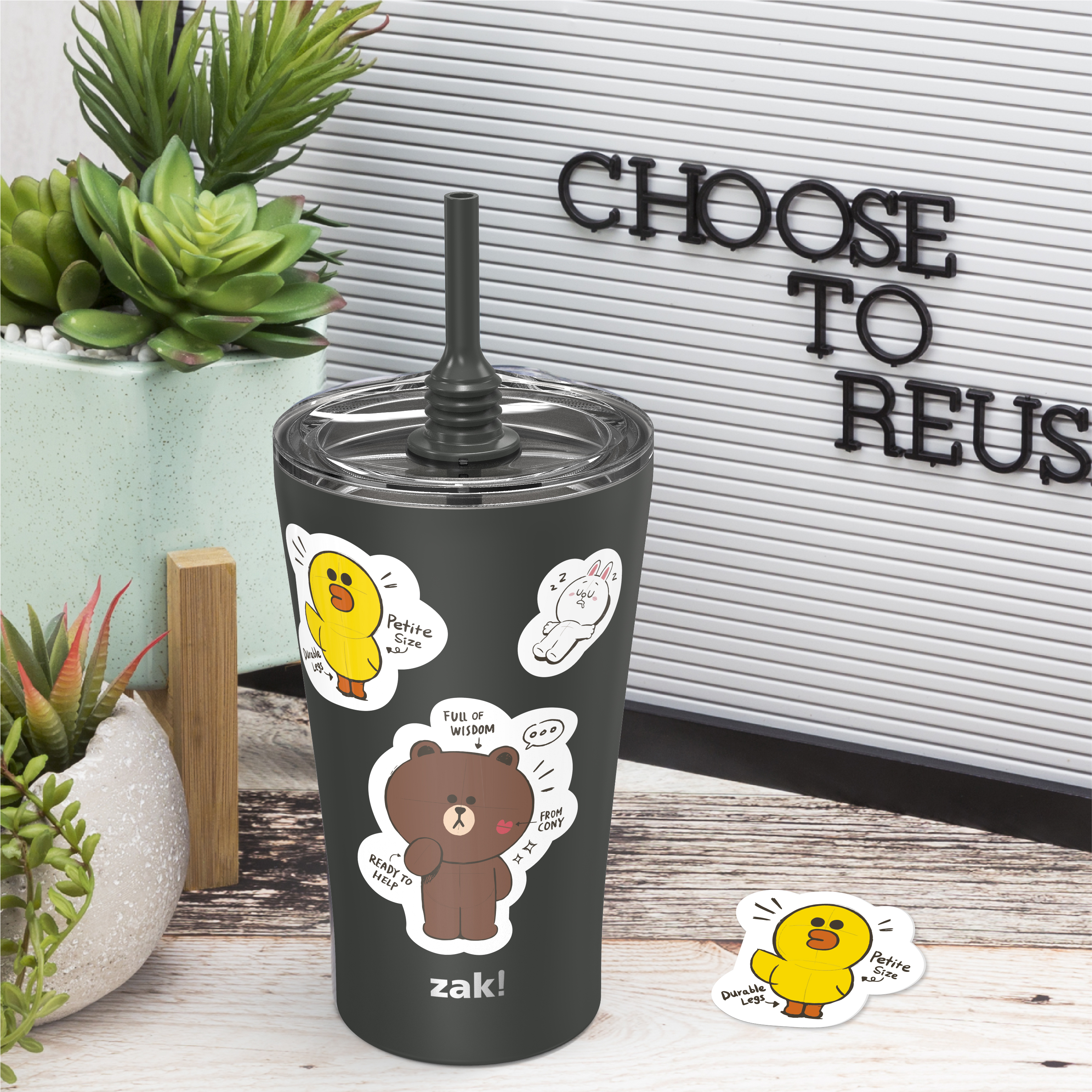 Line Friends 20 ounce Insulated Tumbler with Stickers, Brown, Sally and Cony slideshow image 6 Line Friends 20 ounce Insulated Tumbler with Stickers, Brown, Sally and Cony slideshow image 6
