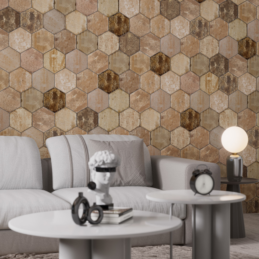 Brickyard Hex Beige 8-1/2 in. x 9-7/8 in. Porcelain Floor and Wall Tile