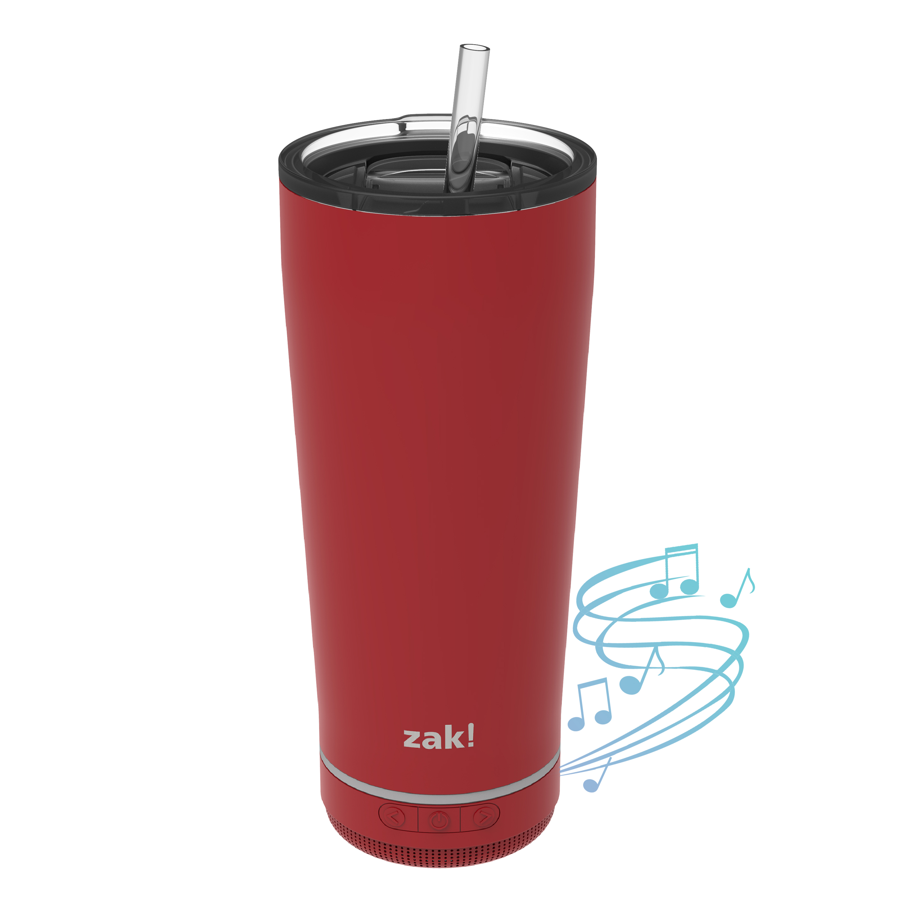 Zak Play 18 ounce Stainless Steel Tumbler with Bluetooth Speaker, Red slideshow image 1