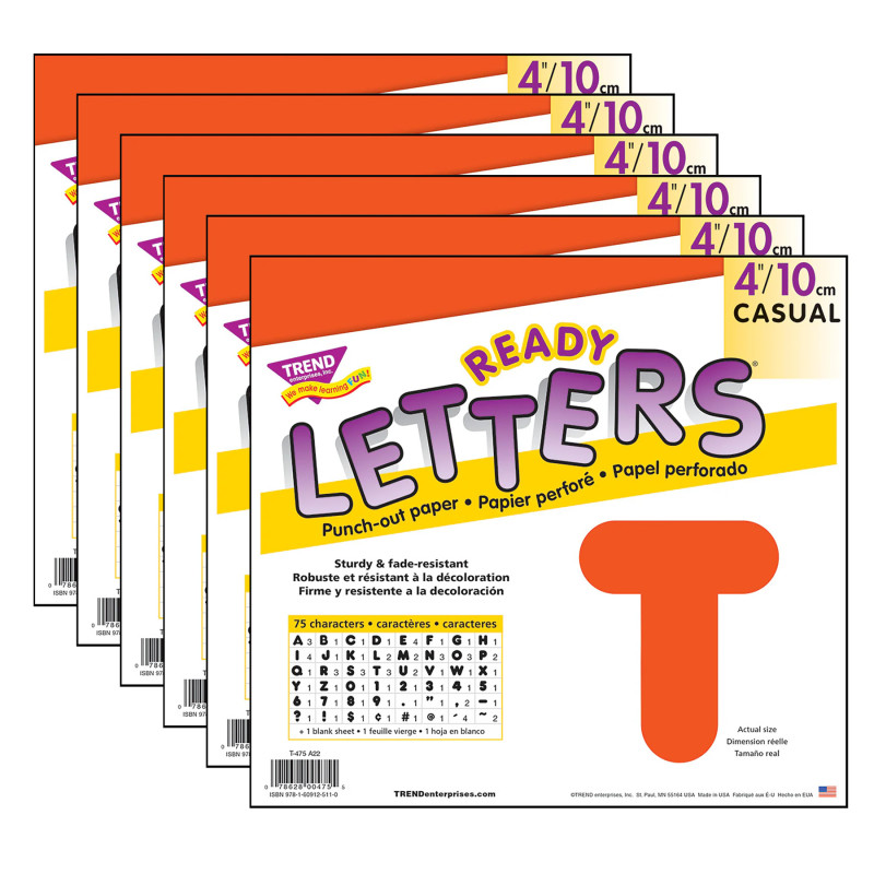 Orange 4" Casual Uppercase Ready Letters®, 6 Packs