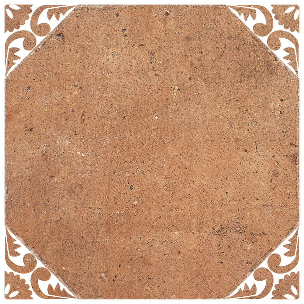 Degas Cotto with White Deco 8-7/8 in. x 8-7/8 in. Porcelain Floor and Wall Tile