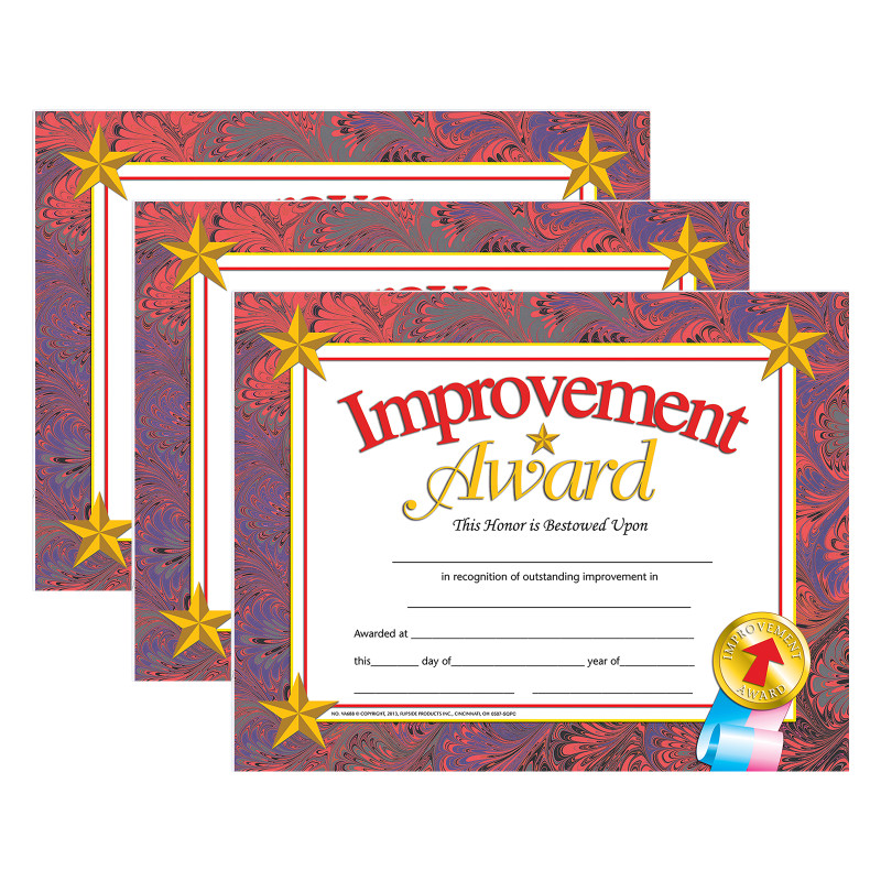Improvement Award Certificate, 30 Per Pack, 3 Packs