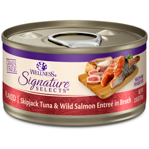 Wellness CORE Signature Selects Flaked Skipjack Tuna & Wild Salmon in Broth Front packaging