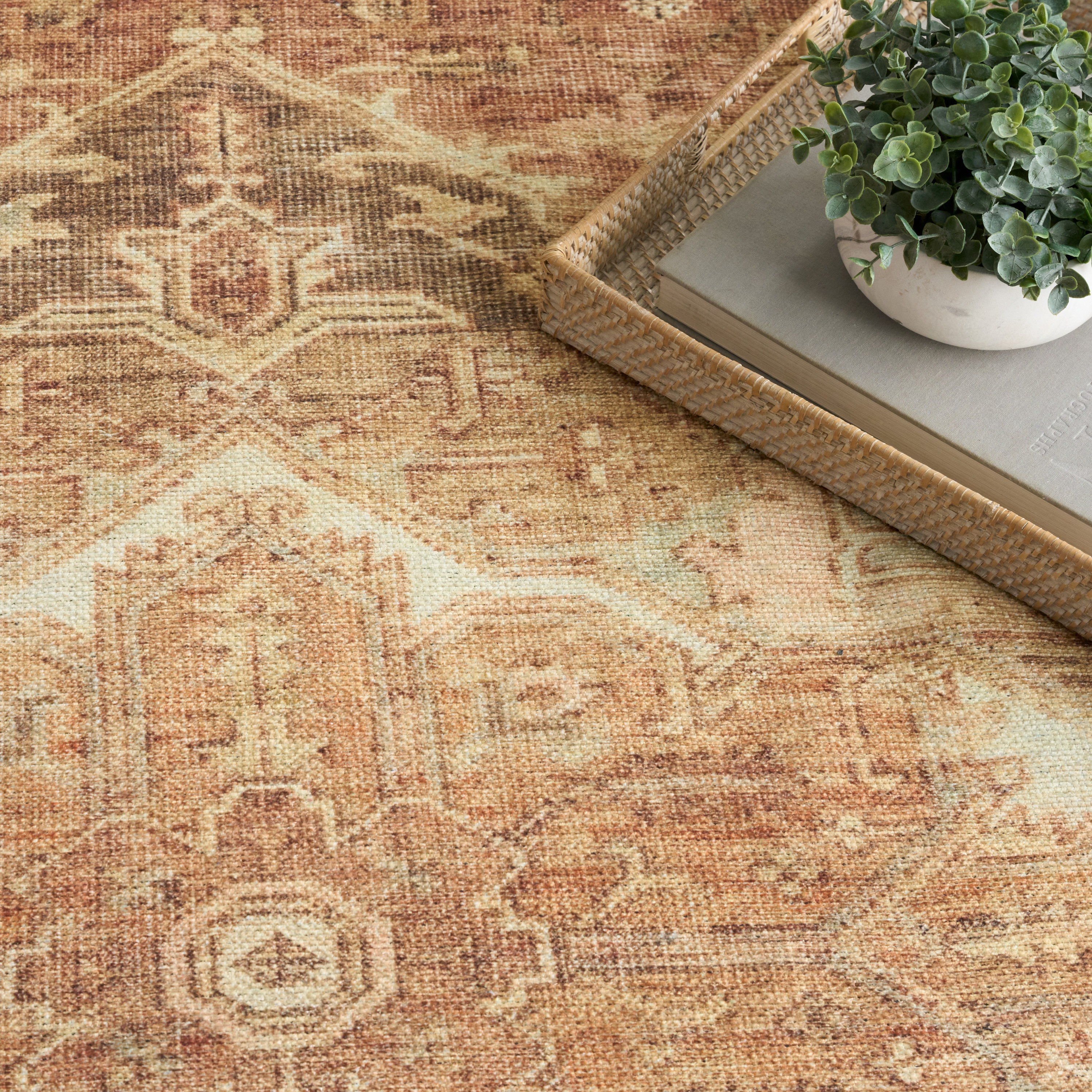Nourison Vintage Washables 9'10" x 13'2" Gold Vintage Indoor Rug
