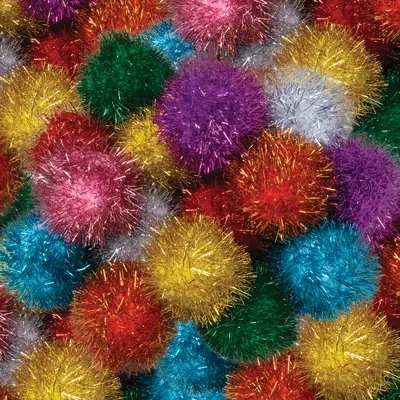 Creativity Street  Glitter Pom Pons, Assorted Colors,  2", 16 Pieces