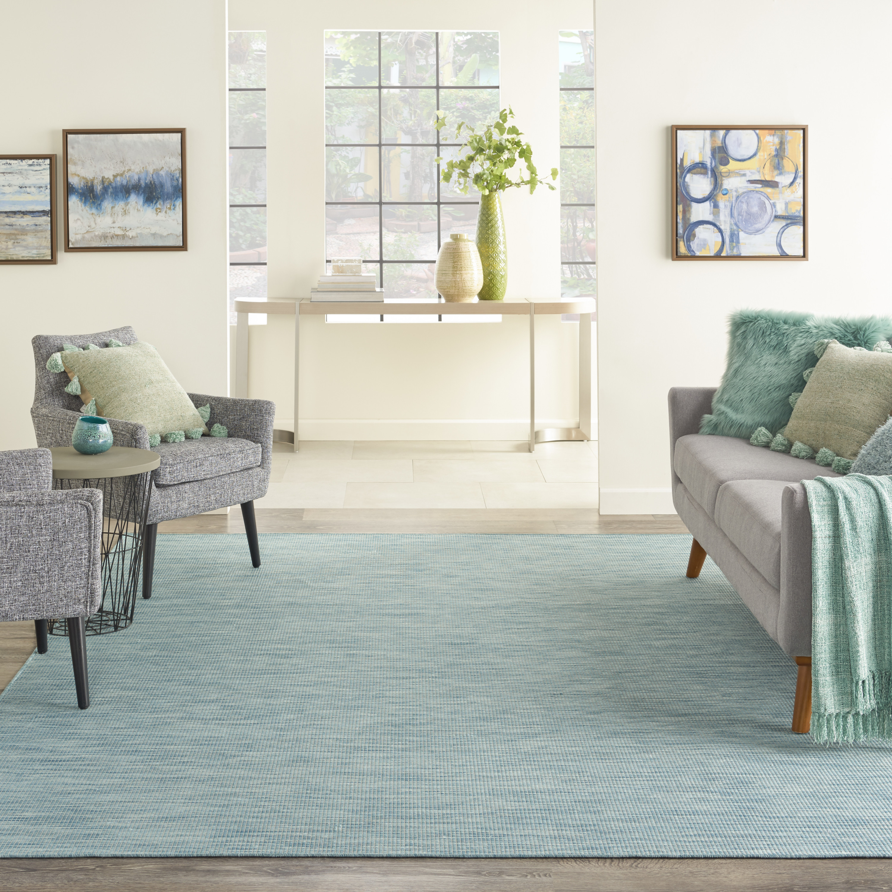 Nourison Positano 7' x 10' Aqua Modern Rug