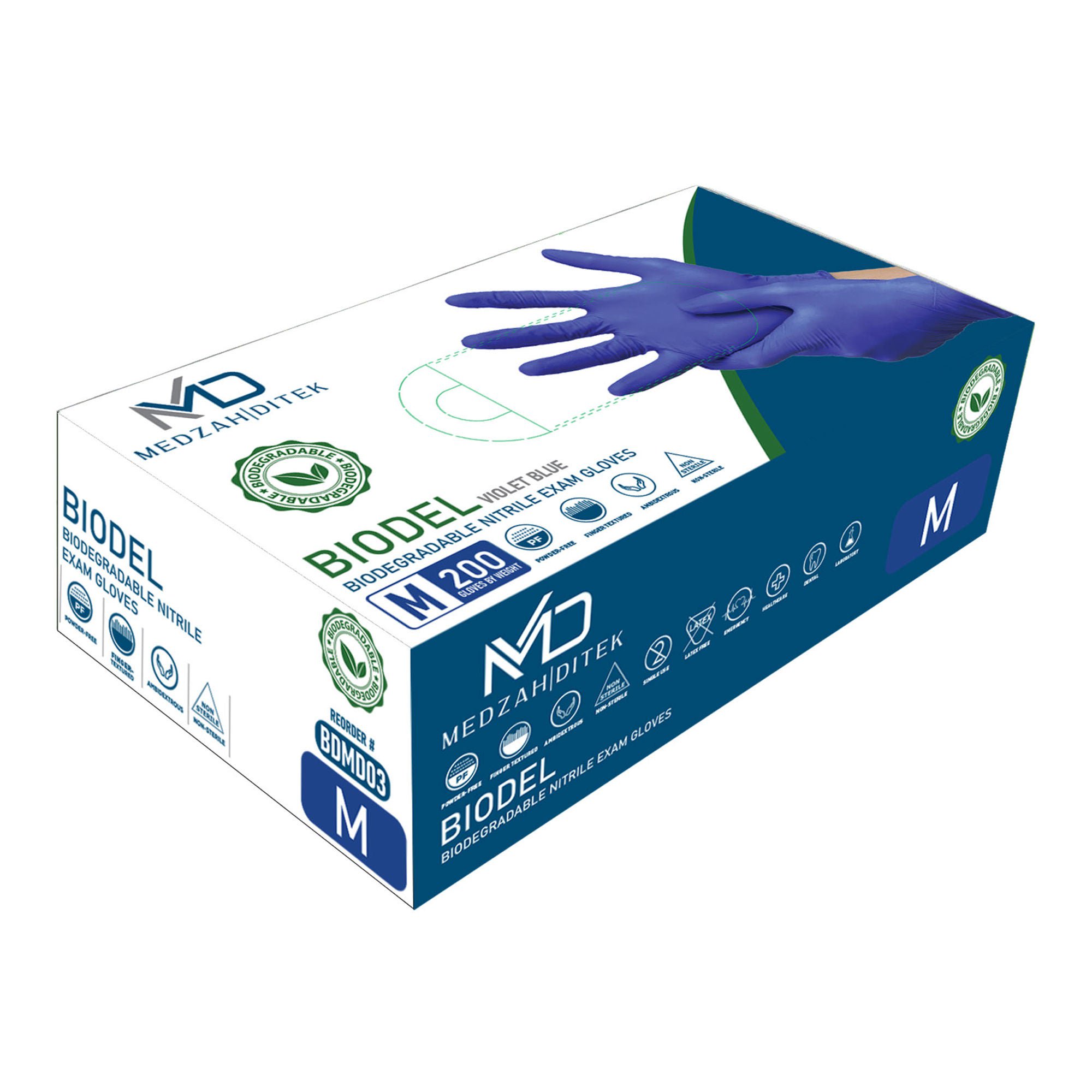 Medzah Industries GLOVE, EXAM BIODEGRADABLE MED 4.0MIL 9.5" (200EA/BX 10BX/CS)