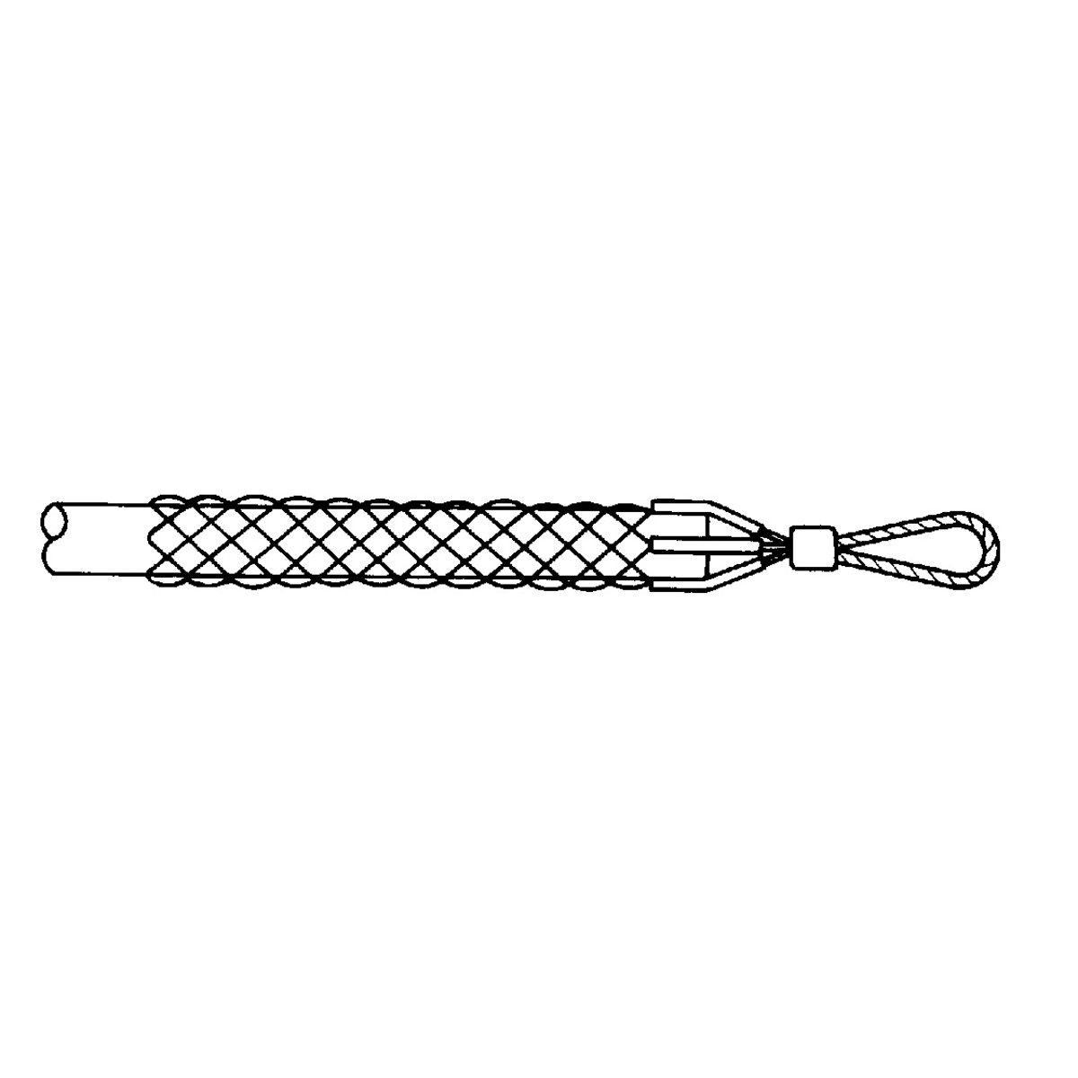 Light Duty Basket-Type Pulling Grip.  For .50 - .61 cable diameter.  Use to pull in conduit or tray.  Single weave galvanized steel mesh with flexible pulling eye. Select the grip with a maximum rated capacity that meets or exceeds the cable puller's maximum pulling force.