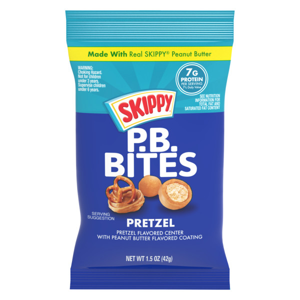 SKIPPY(r) P.B. Bites Pretzel, 1.5 oz Pouch . C1C1 - Front Center In Package (Hi Res)