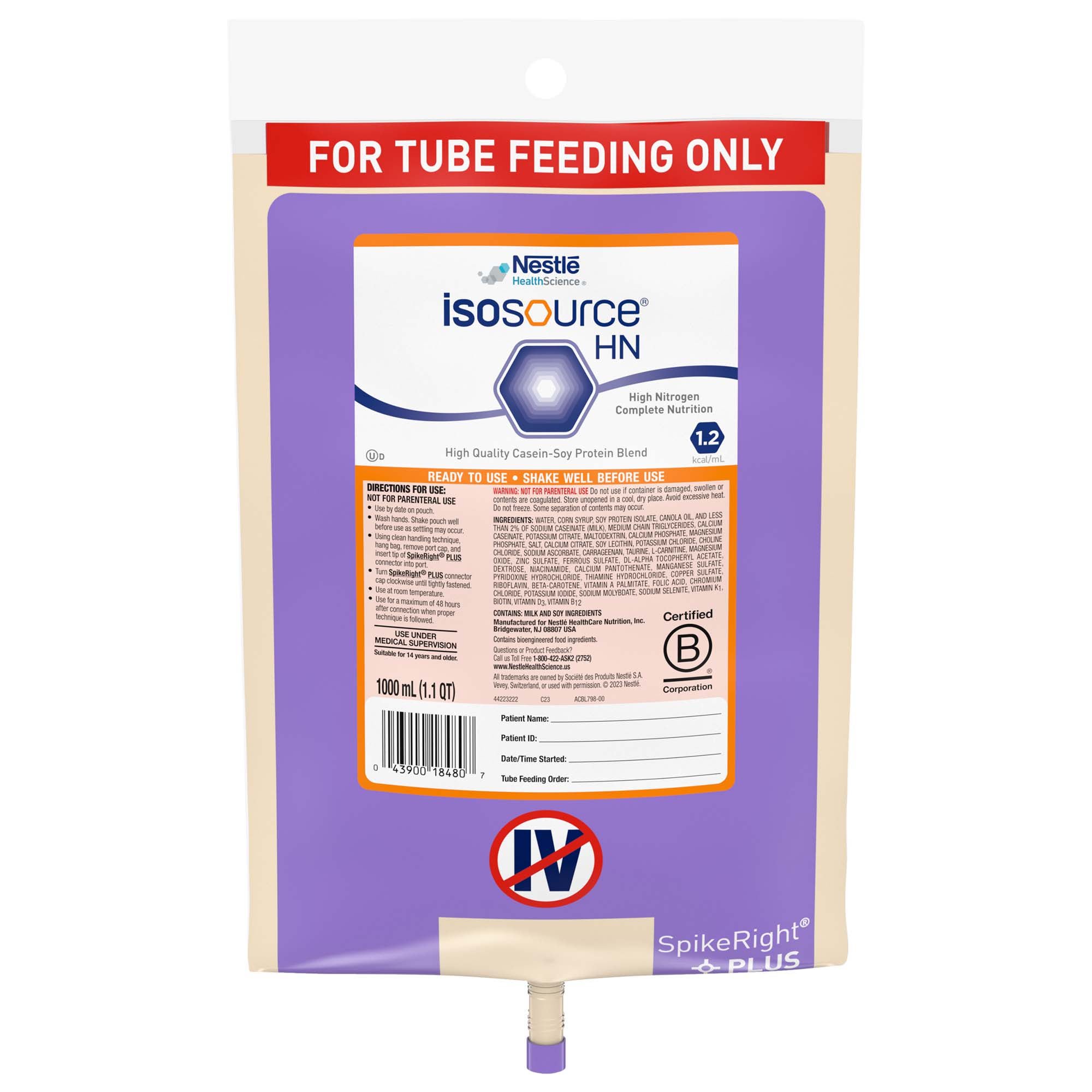 Isosource® HN Tube Feeding Formula, 33.8 oz. Bag