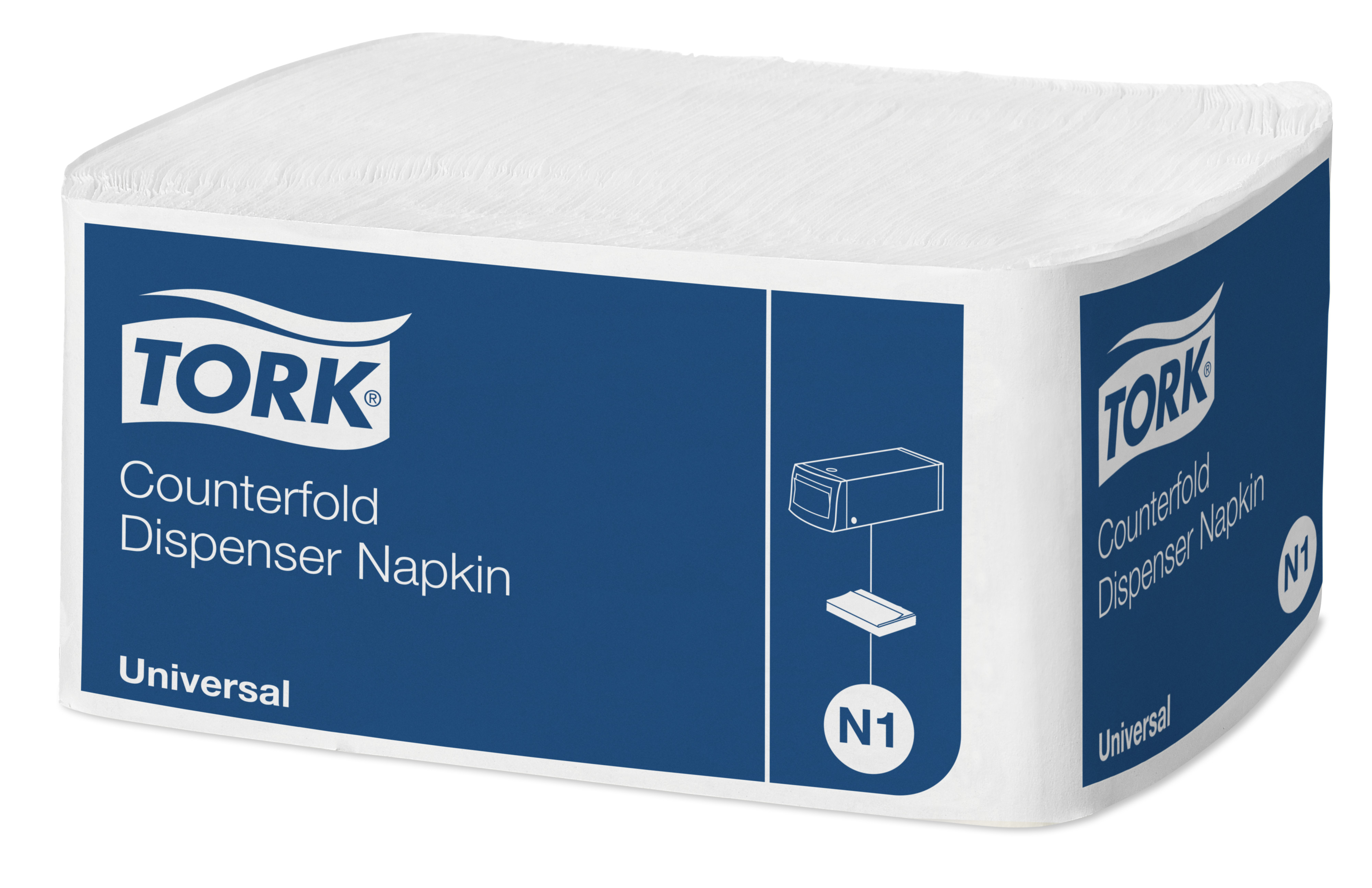 Dispenserservietter, 1 lag, Natur, 33x30 cm, 7200 stk, Tork Counterfold N1